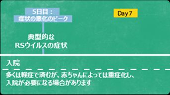 7日目：5日目に症状がピークを迎え、重症化して入院が必要となることもある