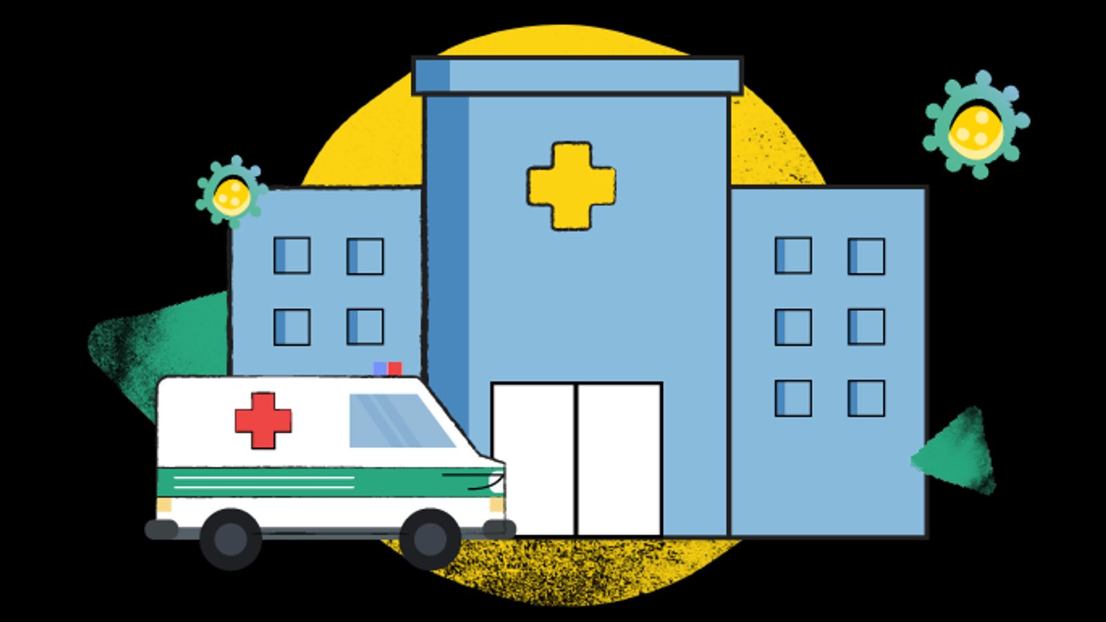 病院のそばにある救急車の画像